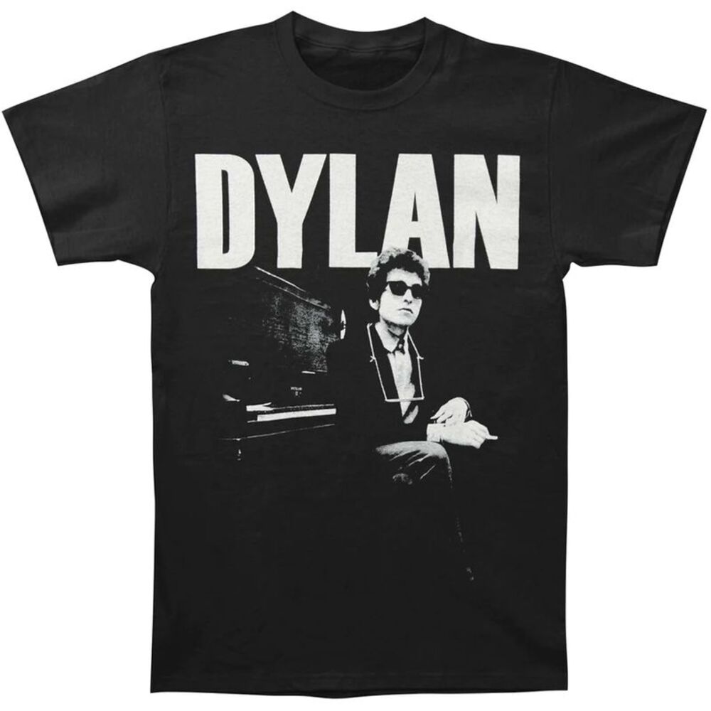Bob Dylan Unisex Adult At Piano Cotton T-Shirt / Black
